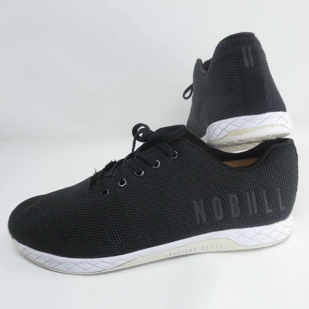 NoBull Super Fabric Mens Size 13 or Womens 14.5 Trainers Black Low Gym Shoes